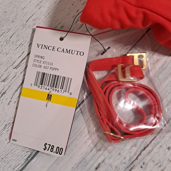 VINCE CAMUTO Riviera Draped Tankini Swim Top Poppy Medium - Picture 8 of 11